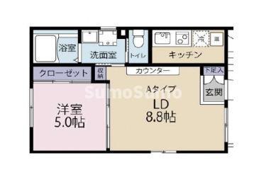NEIVA奥沢(1LDK/1階)の間取り写真