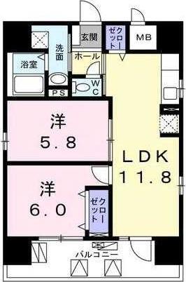 モン エール 西日暮里(2LDK/2階)の間取り写真