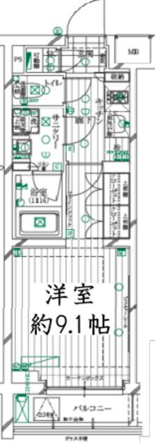レガリス明大前(1K/1階)の間取り写真