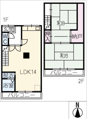 安宅町1丁目(2LDK/2階)の間取り写真