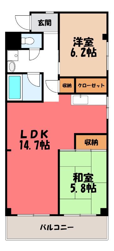 ヴィラ代官山北棟(2LDK/1階)の間取り写真