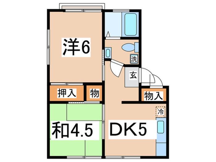 サニ-サイドOISO B(2DK/1階)の間取り写真