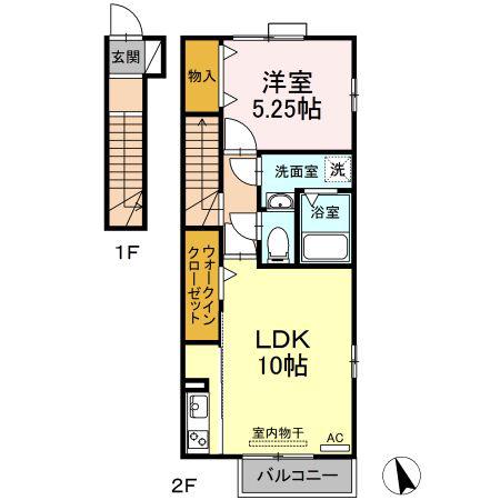 ヴァンサンク(1LDK/2階)の間取り写真