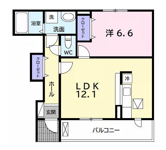 カーサグラード(1LDK/1階)の間取り写真