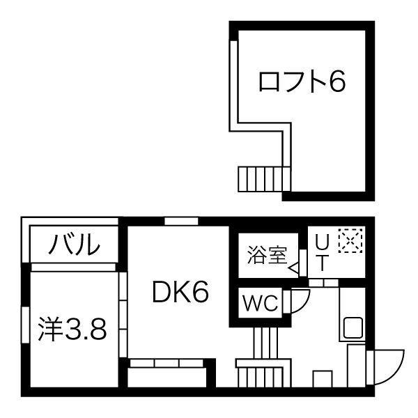 ハーモニーテラス道下町(2K/2階)の間取り写真