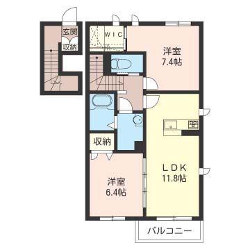 ルミエール霞ヶ岡(2LDK/2階)の間取り写真