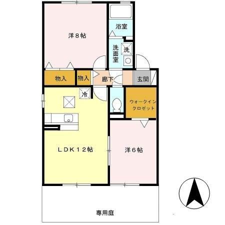 シャルマンコート A棟(2LDK/1階)の間取り写真