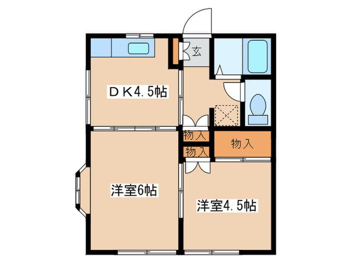 リバービュー(2DK/1階)の間取り写真