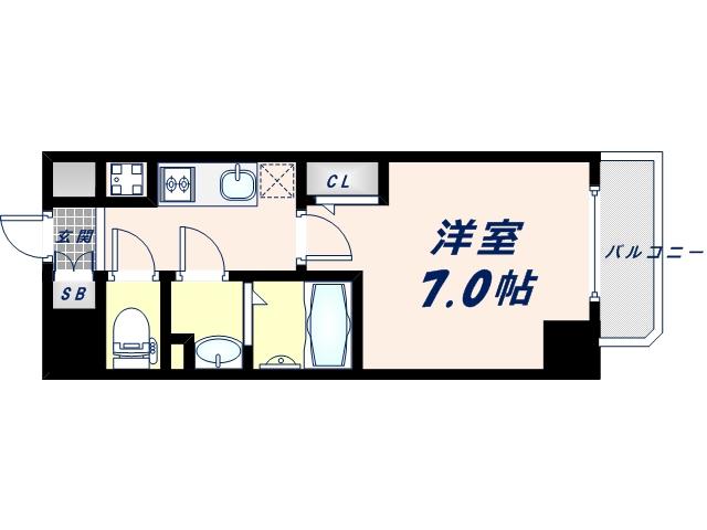 エスリード難波 THE FIRST(1K/2階)の間取り写真
