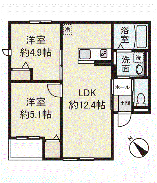 MERENGE (2LDK/1階)の間取り写真
