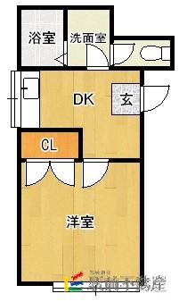 コーポ瀬戸口(1DK/2階)の間取り写真