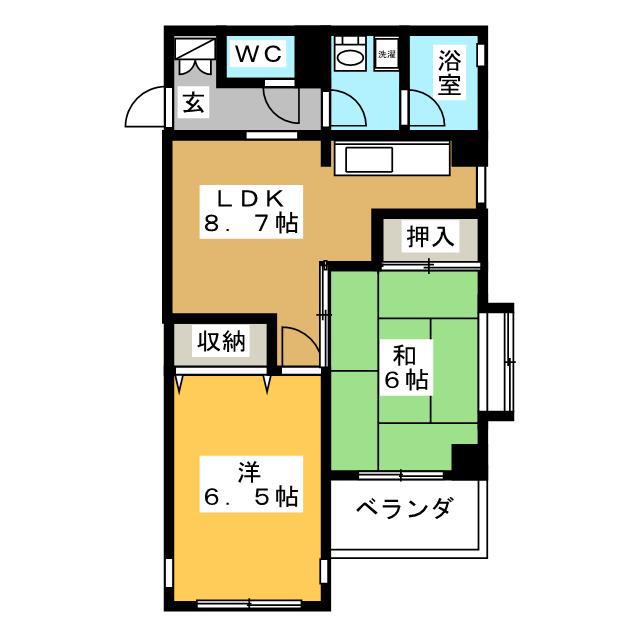 サンウエスト(2LDK/4階)の間取り写真