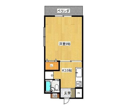 沖縄都市モノレール 美栄橋駅 バス乗車時間：13分 最寄りバス停で下車 徒歩2分 3階建 築24年(1K/3階)の間取り写真