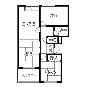 ホワイトコート米津(3DK/2階)の間取り写真