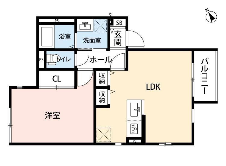横浜市鶴見区駒岡4丁目工事(1LDK/1階)の間取り写真
