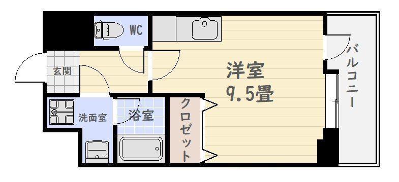 エミール上本町(ワンルーム/8階)の間取り写真