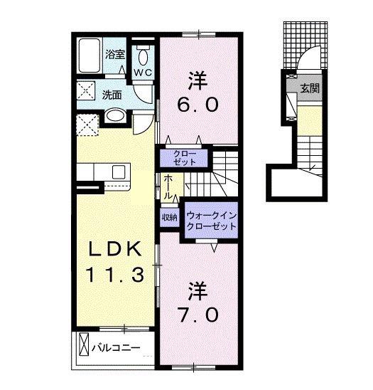 レジデンス カームリー(2LDK/2階)の間取り写真