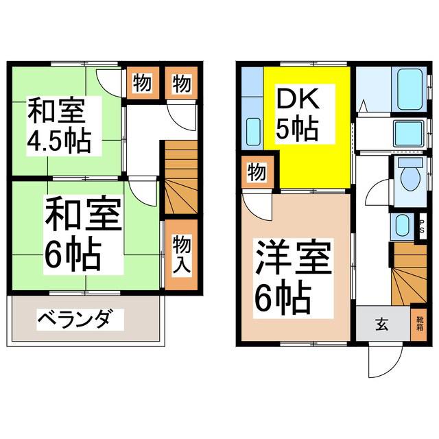 村山ハイツA棟(3DK/1階)の間取り写真