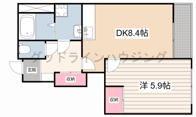 COLINE DE R・I・Z(1DK/1階)の間取り写真