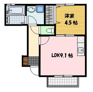 D-ROOM梁川(1LDK/1階)の間取り写真