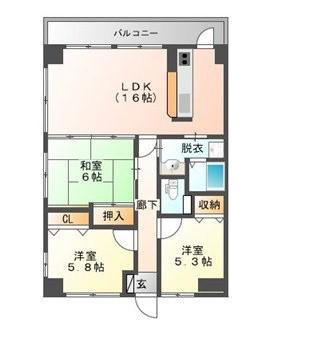 リバティースクエア(3LDK/9階)の間取り写真