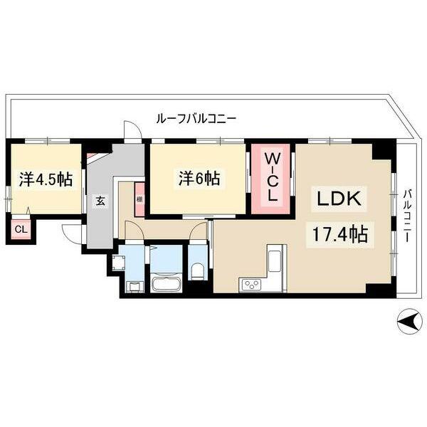 ビラ三秀(2SLDK/8階)の間取り写真