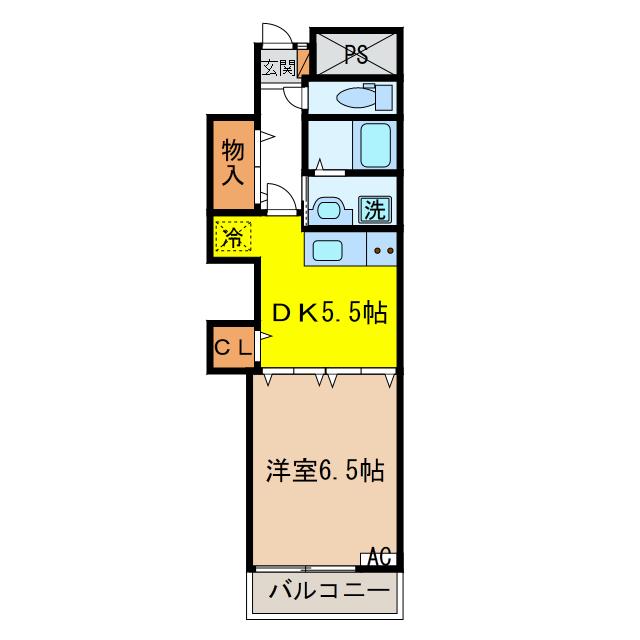 SQUARE COURT(1DK/1階)の間取り写真