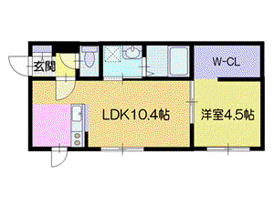 クラージュYOICHIIII(1LDK/2階)の間取り写真