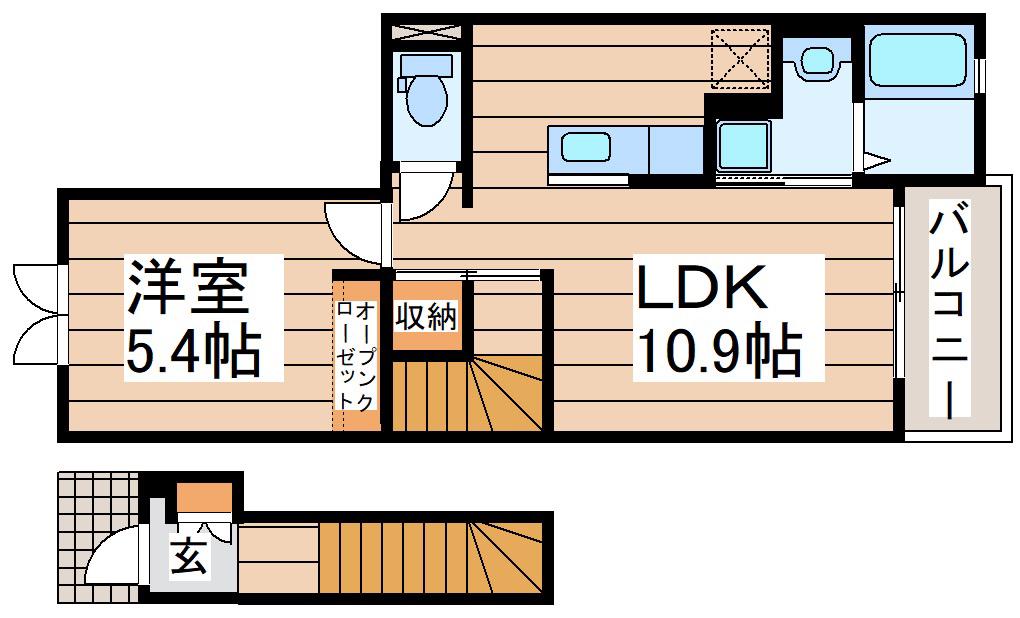 フォーリスト レジデンスI(1LDK/2階)の間取り写真