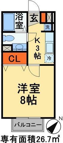 B CASA 四街道II RE-BORN(1K/2階)の間取り写真