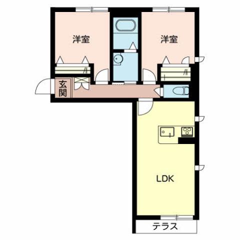 グランシェルト(2LDK/1階)の間取り写真