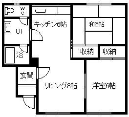 永山6・7マンション(2LDK/2階)の間取り写真
