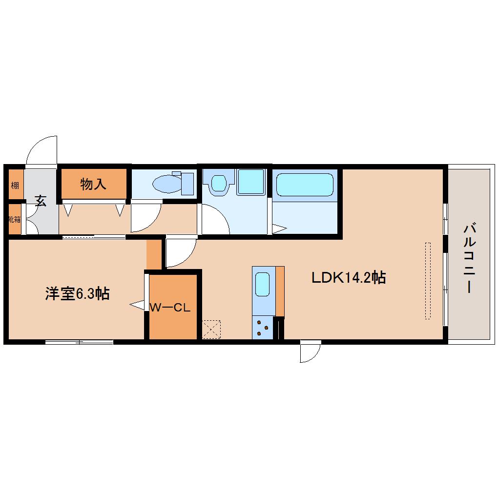 楓 A棟(1LDK/3階)の間取り写真