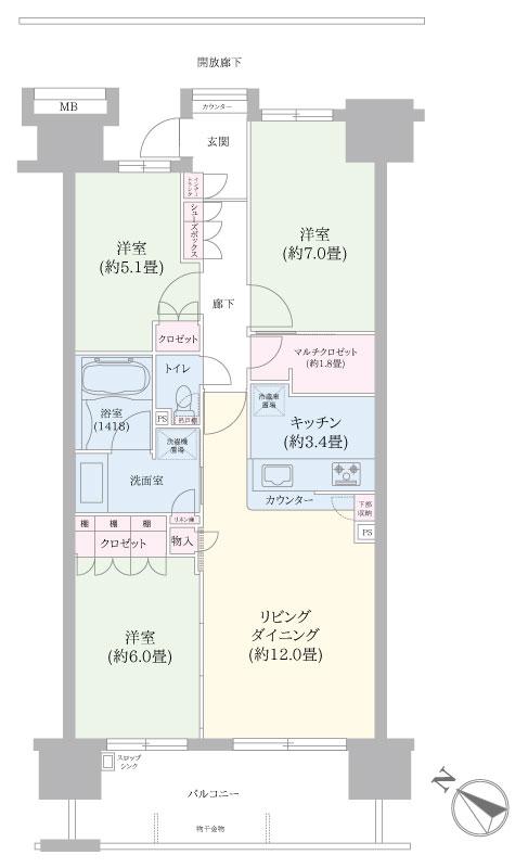 スターコート豊洲(3LDK/9階)の間取り写真