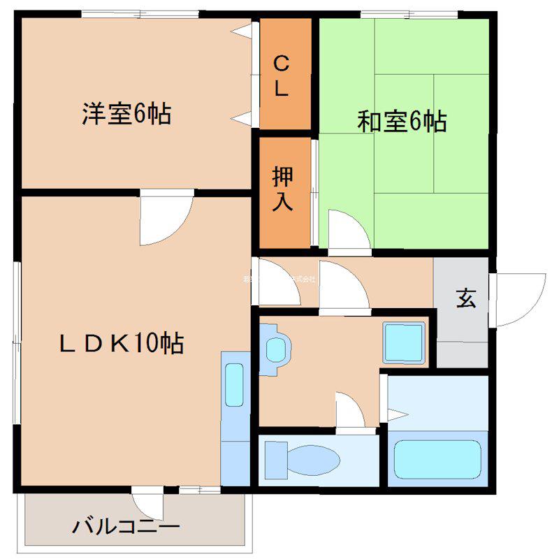 ルミエール大善寺(2LDK/2階)の間取り写真