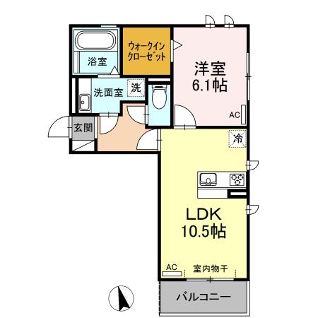 ユイマール大和II(1LDK/2階)の間取り写真