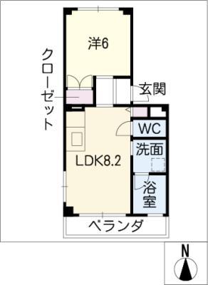 メゾンかちがわ(1LDK/2階)の間取り写真