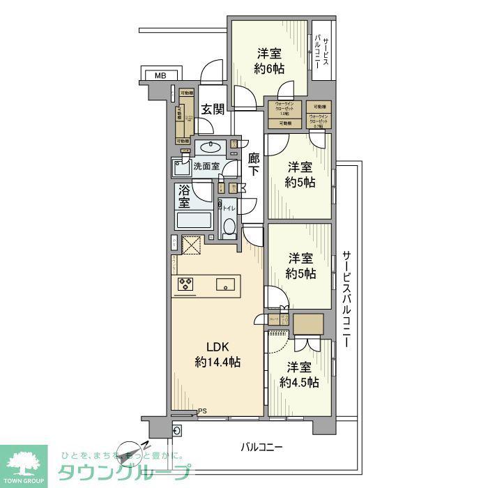バウス一之江(4LDK/2階)の間取り写真