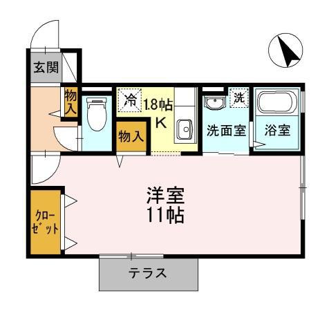 グランシャリオ(1K/1階)の間取り写真