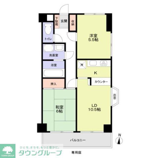 ゾンネンハイム武蔵関(2LDK/1階)の間取り写真