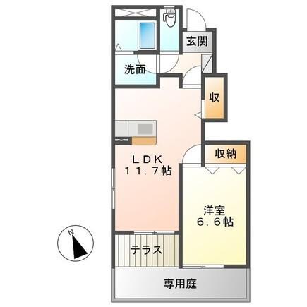 アンソレイェ(1LDK/1階)の間取り写真