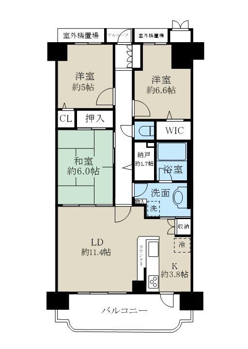 パストラルハイム米山壱番館(3SLDK/15階)の間取り写真
