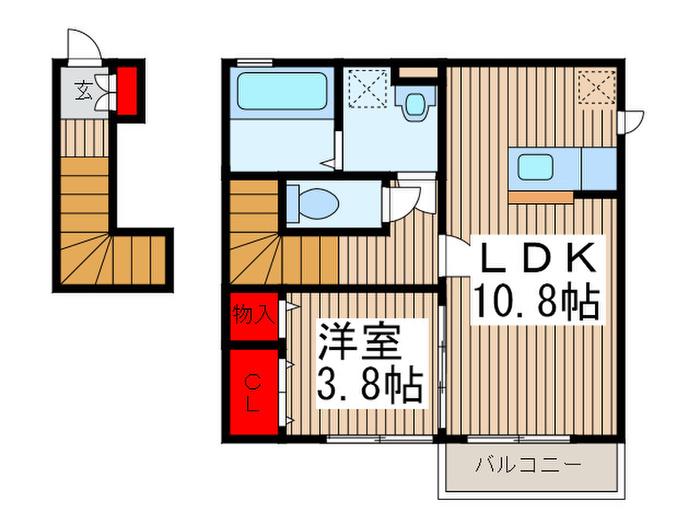 ブルーメ(1LDK/2階)の間取り写真