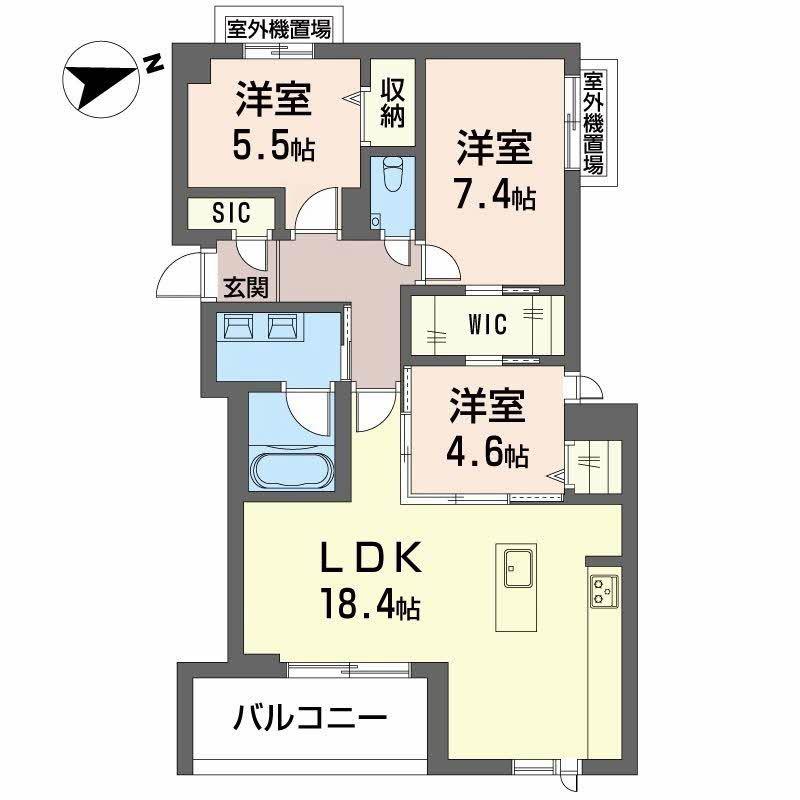 WISTAR HILLS ATSUTA(3LDK/2階)の間取り写真