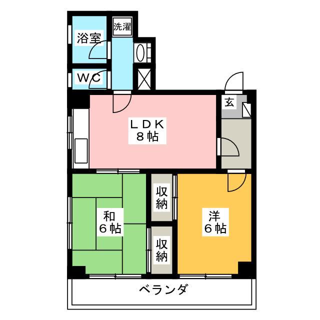 グリーンヒル(2LDK/2階)の間取り写真