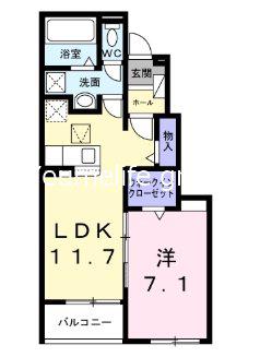 プラシード(1LDK/1階)の間取り写真