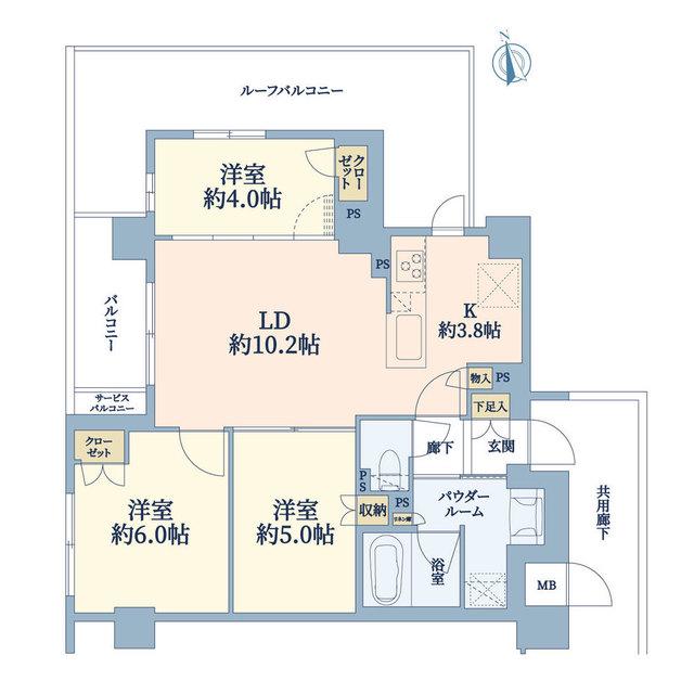 プレミスト横濱白楽(3LDK/5階)の間取り写真