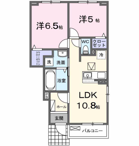 梶町2丁目アパート(2LDK/1階)の間取り写真