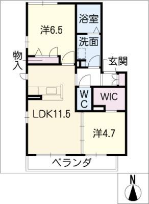 ロイヤルコート広川(2LDK/2階)の間取り写真