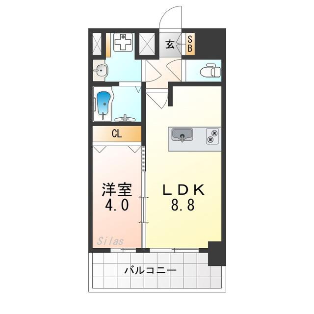 アドバンス大阪ベクエム(1LDK/10階)の間取り写真